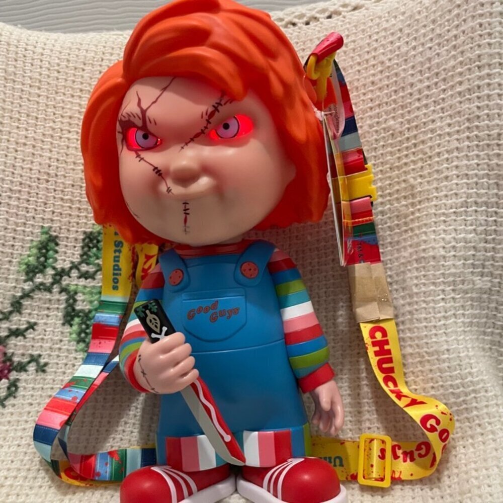 CHUCKY‎ DOLL POPCORN HEAD  GOOD GUYS LIGHT RED EYES COLLECTIBLE STRAP KAWAII